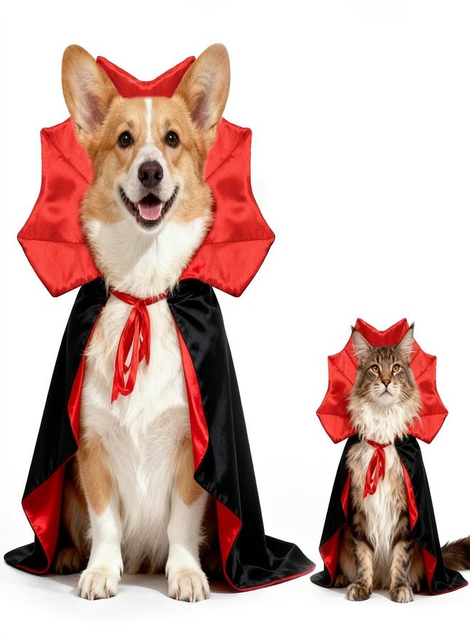 Olanrun Dog Costume - Dog Halloween Costumes Vampire Cloak, Wizard Outfit, Witch Cosplay Apparel Cape - Funny Party Dress Up Halloween Pet Costumes for Small Dogs, Cats (Black Red) - Image 1